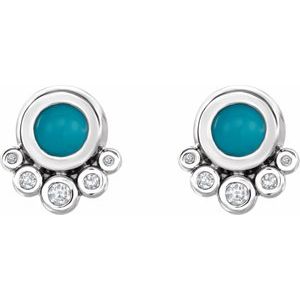 Turquoise & Diamond Earrings